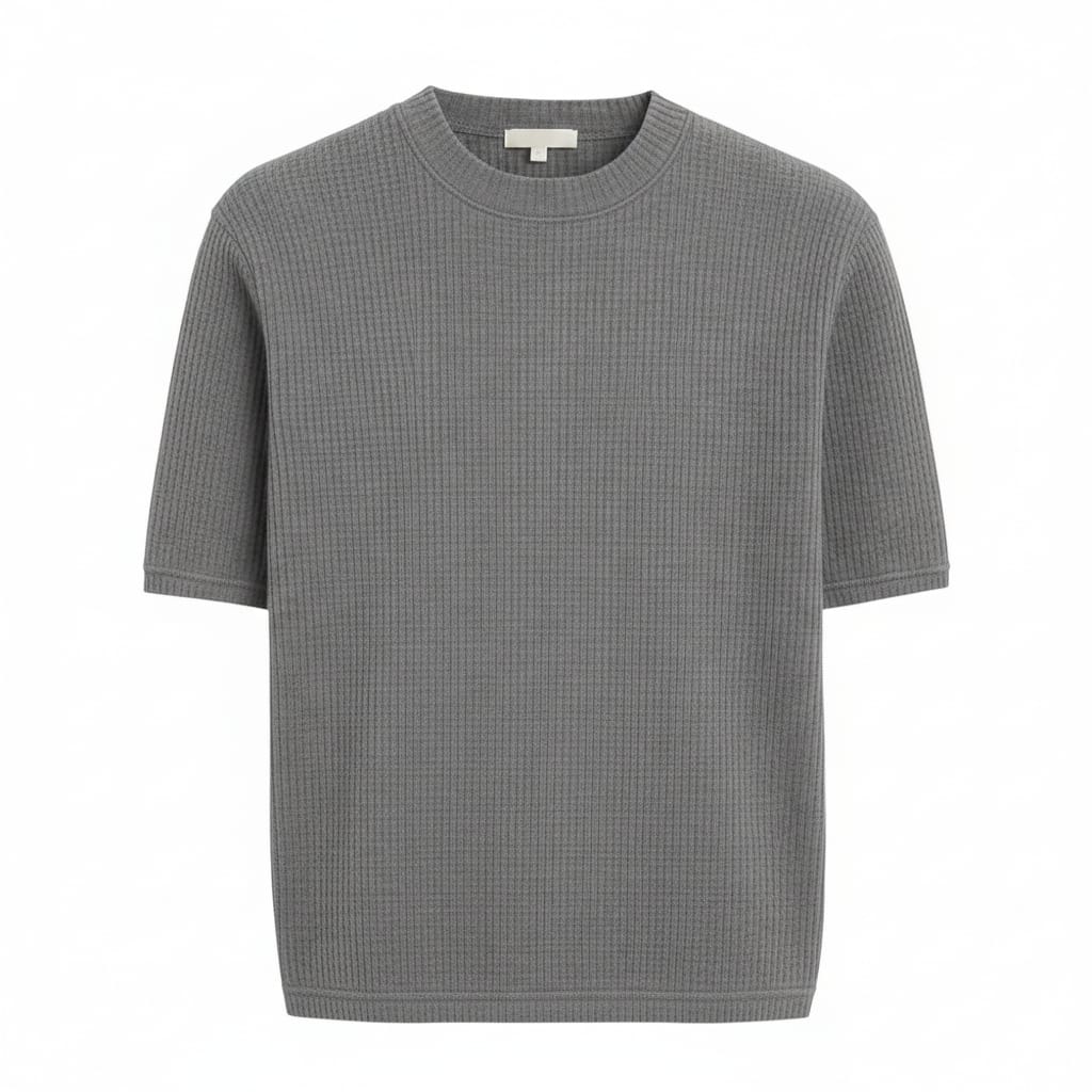 GREY WAFFLE KNIT T-Shirt