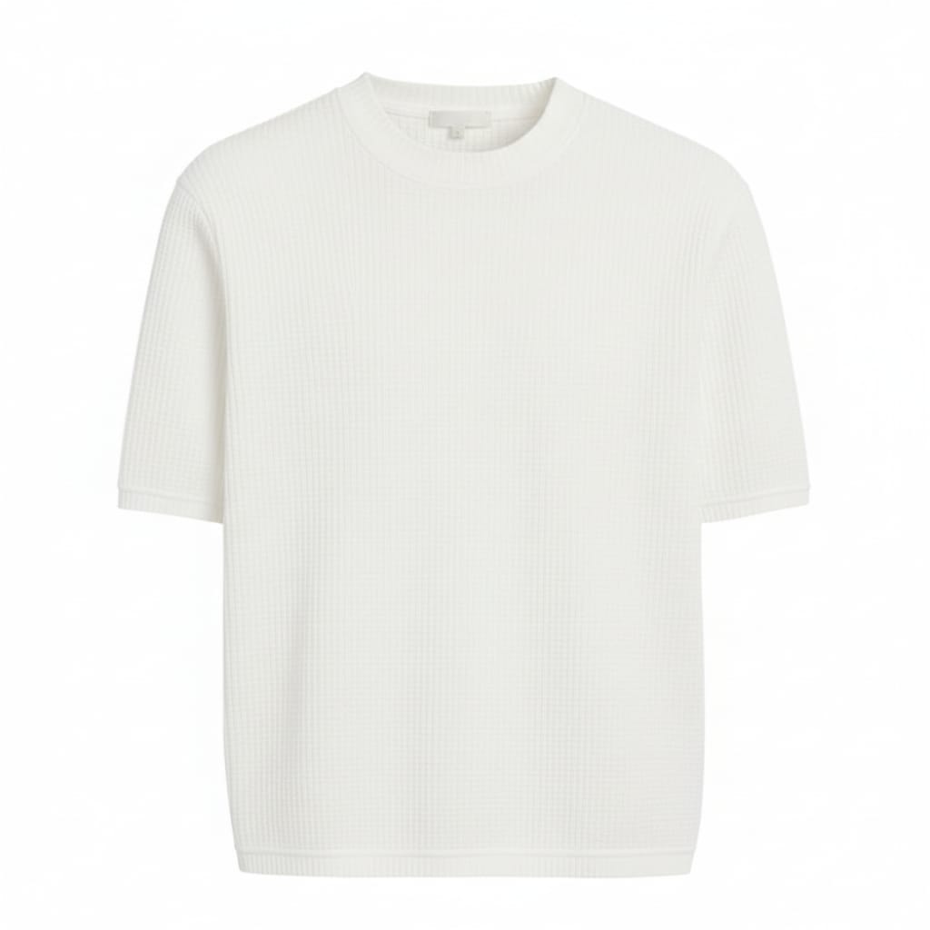 WHITE WAFFLE KNIT T-Shirt